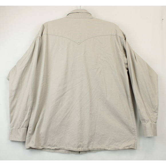 Panhandle Slim Beige Pearl Snap Button Down Shirt Men L Western Long Sleeve - Picture 2 of 13